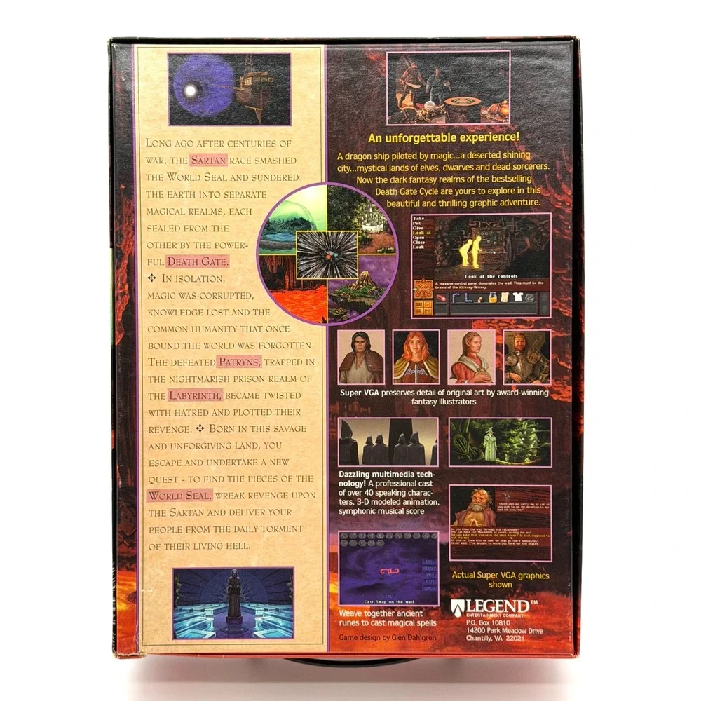 Death Gate PC Game 1994 Legend Big Box Complete CIB w/ Hint Book CD-ROM Lot